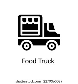 Food LKW Vektor       Solide Symbole. Einfache Stockillustrationsmaterial