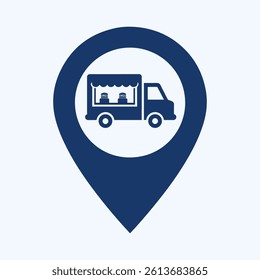 Food Truck Zone Pin Location Icon - Map Marker for Dining, Street Food, and Events