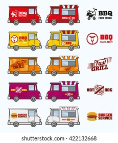 Food trucks vector set. 