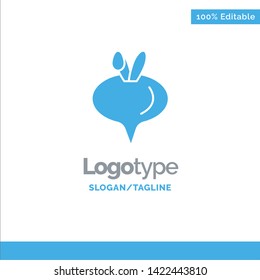 Food, Turnip, Vegetable Blue Solid Logo Template. Place for Tagline