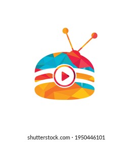 Food tv vector logo design template. Burger and TV icon design.