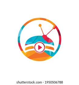 Food tv vector logo design template. Burger and TV icon design.