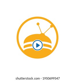 Food tv vector logo design template. Burger and TV icon design.