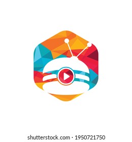 Food tv vector logo design template. Burger and TV icon design.