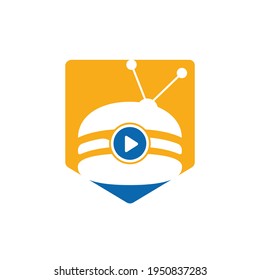 Food tv vector logo design template. Burger and TV icon design.