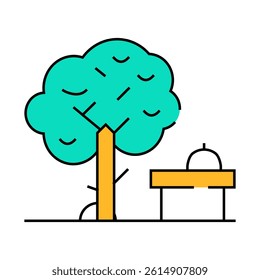food under tree line icon vector. food under tree sign. isolated symbol illustration