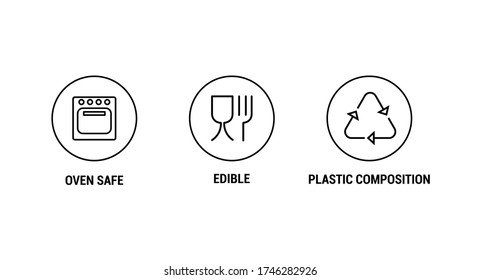 Food use symbols. Icon to line of food products. Baking, recycling and edible symbol.