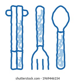 food utensil sketch icon vector. Hand drawn blue doodle line art food utensil sign. isolated symbol illustration