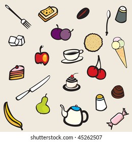 food and utensils