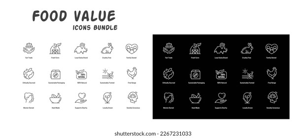 Food value vector line icons with editable stroke