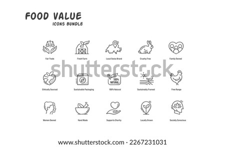 Food value vector line icons with editable stroke,Food label icons,