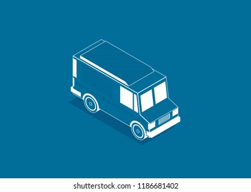 Food Van. Flat Vector Isometric