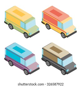 Food van. Flat vector isometric