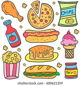 Food various element of doodles