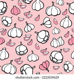 Food vector abstract illustration. Garlic pattern.