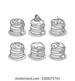 food, vector, breakfast, illustration, delicious, pancake, cooking, sweet, isolated, meal, stack, dessert, homemade, butter, snack, menu, morning, tasty hand drawn doodle illustrations vector set