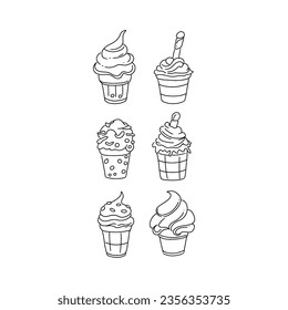  food, vector, cream, dessert, summer, cone, illustration, isolated, sweet, chocolate, ice, waffle, tasty, cartoon, set, vanilla, design, milk, icon fast photo doodle vector art illustrations