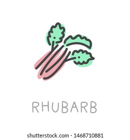 Food Vector Flat Line Icon Illustration of Rhubarb. Editable colors. 
