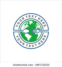 food vector with fork and spoon also close food, add world in the middle
