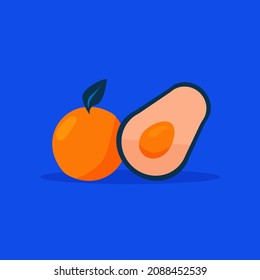 Food vector icon. Orange and avocado 