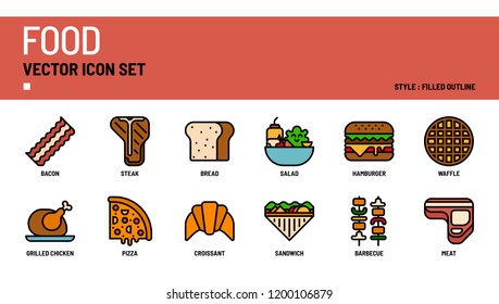 Food vector icon set.