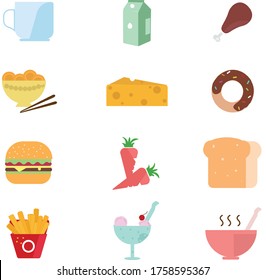 Juego de iconos de comida, estilo relleno