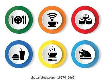 Food vector icon set, flat design , infographic template.