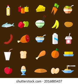 Food Vector Icon Set Flat Color illustration 