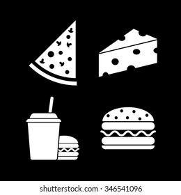 food - vector icon, set -  Pizza, cheese, burger