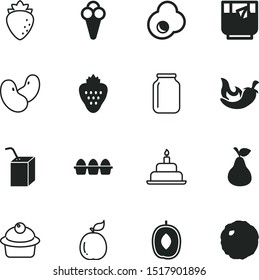 food vector icon set such as: ornament, veggie, simple, red, strawberry, sweetness, jar, shape, creative, sport nutrition, raspberry, muffin, jelly, mexican, holiday, burning, scalable, lunch, frozen
