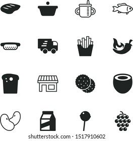 food vector icon set such as: shop, pack, taste, beans, fun, confection, shape, distribution, life, set, pepper, biscuits, pans, animal, packing, sport nutrition, chupa, sauce, website, dishes