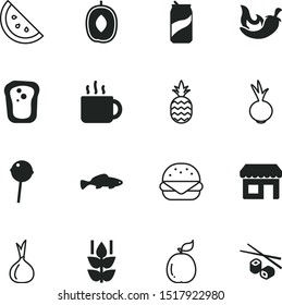 food vector icon set such as: showcase, juice, american, stand, morning, taste, cook, cool, bright, oriental, animal, children, pop, guava, solid, hamburger, stick, bar, metal, beer, lime, street