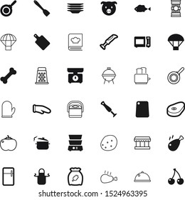 food vector icon set such as: fishing, piglet, ocean, bones, sweet, toast, glyph, tent, industry, cookbook, yellow, street, gadget, market, awning, balance, garment, kiosk, local, saucepan, button