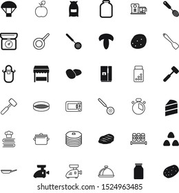 food vector icon set such as: clean, refrigerator, canning, parachute, time, cake, starch, negative, beef, store, platter, weigh, measurement, tablet, mushrooms, strip, sale, delivery, bowl, phial