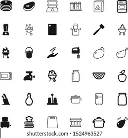 food vector icon set such as: fast, sirloin, fridge, cooler, education, pepper, bottle, fried, style, building, liquid, bank, campfire, business, roof, crops, kiosk, doodle, stack, collection, sketch