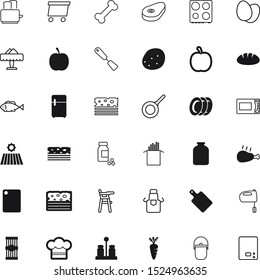 food vector icon set such as: puppy, spoon, potatoes, pepper, blank, fish, treatment, dog, loaf, chop, fridge, clean, cold, drawing, medicine, plastic, fields, utensil, mason, pill, farm, instrument