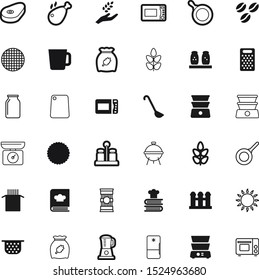 food vector icon set such as: grater, spica, crop, propane, cover, gas, furniture, stainless, espresso, skillet, beans, party, accessory, warm, chicken, cooler, break, biscuit, beef, sieve, mixer