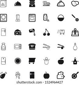 food vector icon set such as: icons, dairy, cereal, processor, chicken, weighing, scale, frying, toaster, travel, bright, device, meat, capsule, fragile, measurement, negative, gas, trip, root