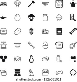 food vector icon set such as: texture, new, flour, double, chrome, eating, jam, pepper, water, nobody, salt, dog, protective, fork, time, draw, life, honey, puppy, knife, label, potato, red, chicken