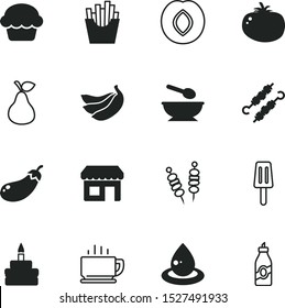 food vector icon set such as: lamb, vegan, eco, whole, retail, steam, popsicle, stall, vitamins, oatmeal, color, label, street, plums, banana, agriculture, juicy, marinated, yellow, storefront