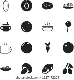 food vector icon set such as: child, culture, meat, half, circle, milk, restaurant, round, outline, poster, break, cappuccino, cook, cabbage, crop, radish, scalable, mushroom, grapefruit, shadow