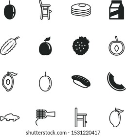 food vector icon set such as: menu, mom, cuisine, carton, cherry, open, yellow, childhood, syrup, closeup, dish, parcel, store, fork, melon pulp, package, ocean, stack, vegetable, heart, butter