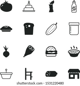 food vector icon set such as: fat, coffee, cognac, gardening, open, diiner, bone, cooked, green, business, new, family, safe, pattern, container, cherry, bite, front, bar, shop, retail, infographics