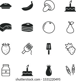 food vector icon set such as: preserve, strawberry, ice, cook, deal, syrup, pasta, turkish, pancake, grape juice, asia, cheese, citrus, cut, barbeque, kebab, jelly, old, sauce, skewer, herbal