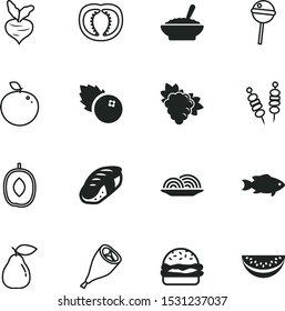 food vector icon set such as: drink, watermelon, beet, shallot, skewers, farm, ketchup, crop, chupa, holiday, piece, lollipop, roast, bun, hamburger, whole, energy, bone, concept, sea, sushi, salmon
