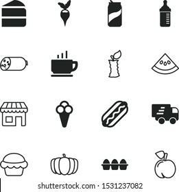 food vector icon set such as: cafe, hen, contour, home, express, storefront, capacity, chicken, logistics, mellow, harvest, bean, barbecue, meal, pork, mocha, celebrate, scoop, feed, healthy food