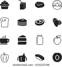 food vector icon set such as: butter, ripe, purple fruit, vine, cute, mason, yummy, roast, simple, branch, editable, cartoon, bowl, pork, cap, birthday, confectionery, tea, japanese, warm, juicy