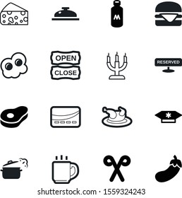 food vector icon set such as: omelet, striped, mocha, card, caramel, store, thanksgiving, hamburger, door, sale, egg, reserved, closed, frying, payment, cooking, burger, communication, information