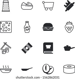 food vector icon set such as: dough, bottle, bag, spice, oriental, vitamin, creative, lifestyle, triangle, wheat, pack, cheddar, meat, travel, raw, aroma, shape, vintage, paste, package, single, cart