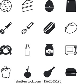 food vector icon set such as: stopwatch, lettuce, San Francisco, jam, bell, meter, dairy, sandwich, cheese, circle, gelatin, finishing, citrus, freshness, hour, household, bar, display, wood, burger
